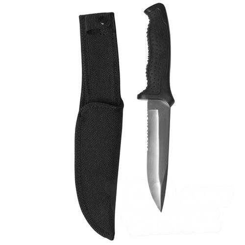 Lovecký nôž s pevnou čepeľou Mil-Tec® HUNTING s gumovou rukoväťou a kombinovaným ostrím